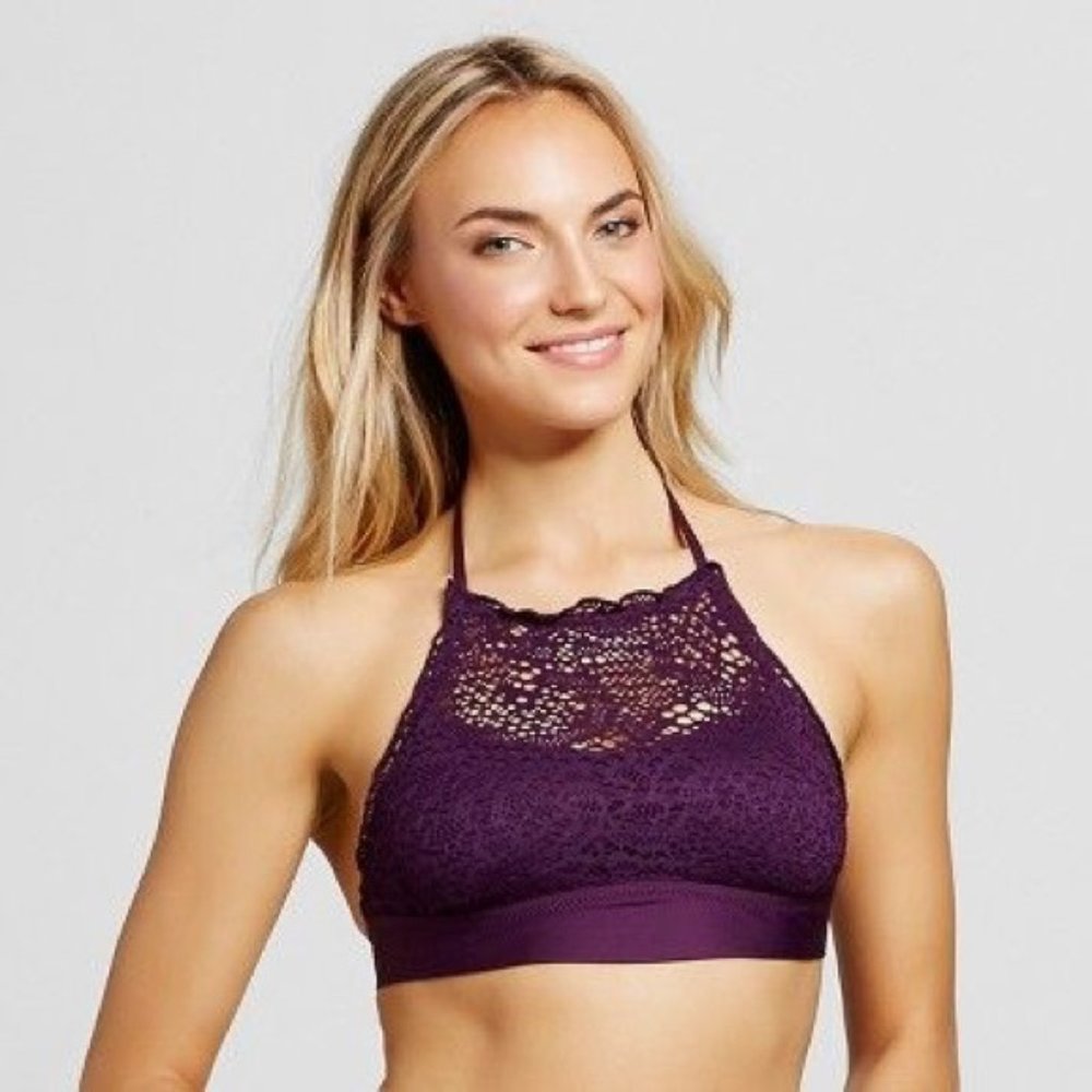 Mossimo High Neck Halter Crochet Bikini Top